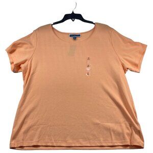 Karen Scott Shirt Womens Plus size 1X Orange Short Sleeve Scoop Neck Cotton New